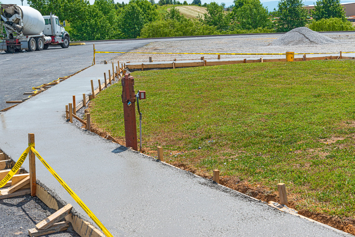 Newly Poured Concrete Sidewalk